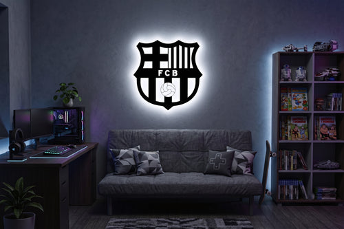 Drewniana dekoracja ścienna FC Barcelona (ręcznie wykonana) + opcja LED