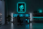 Drewniana dekoracja ścienna Samurai Cyberpunk (ręcznie wykonana) + opcja LED
