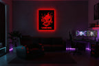 Drewniana dekoracja ścienna Samurai Cyberpunk (ręcznie wykonana) + opcja LED