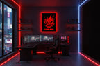 Drewniana dekoracja ścienna Samurai Cyberpunk (ręcznie wykonana) + opcja LED